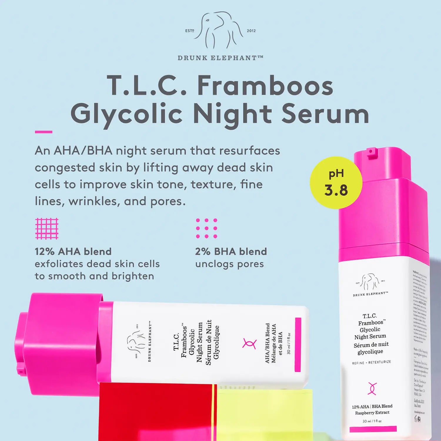 Drunk Elephant T.L.C. Framboos Glycolic Night Serum - You Look Fabulous FZE LLC