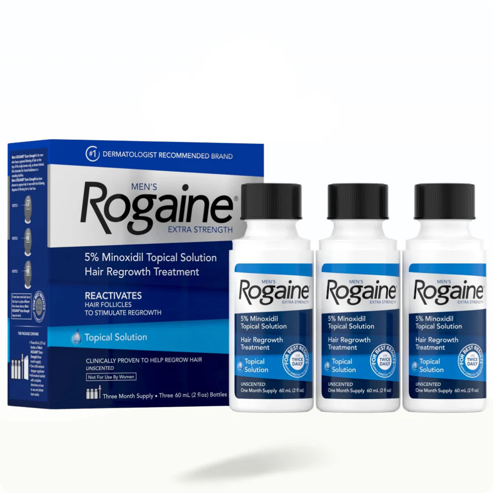 Men's Rogaine Extra Strength 5% Minoxidil Hair Growth Topical Solution, 3-Month Supply