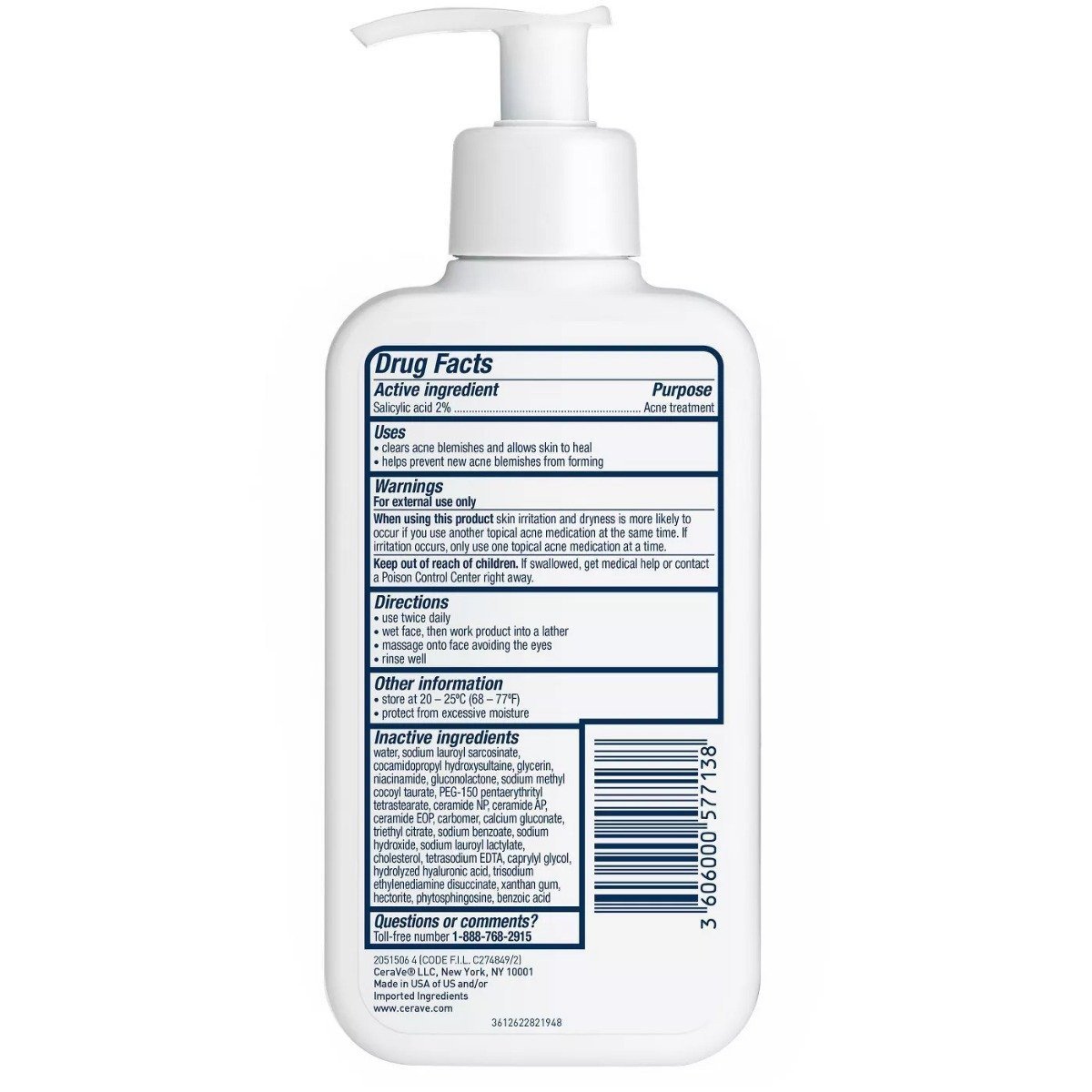 CERAVE ACNE CONTROL CLEANSER WITH SALICYLIC ACID - 8FLOZ - You Look Fabulous FZE LLC